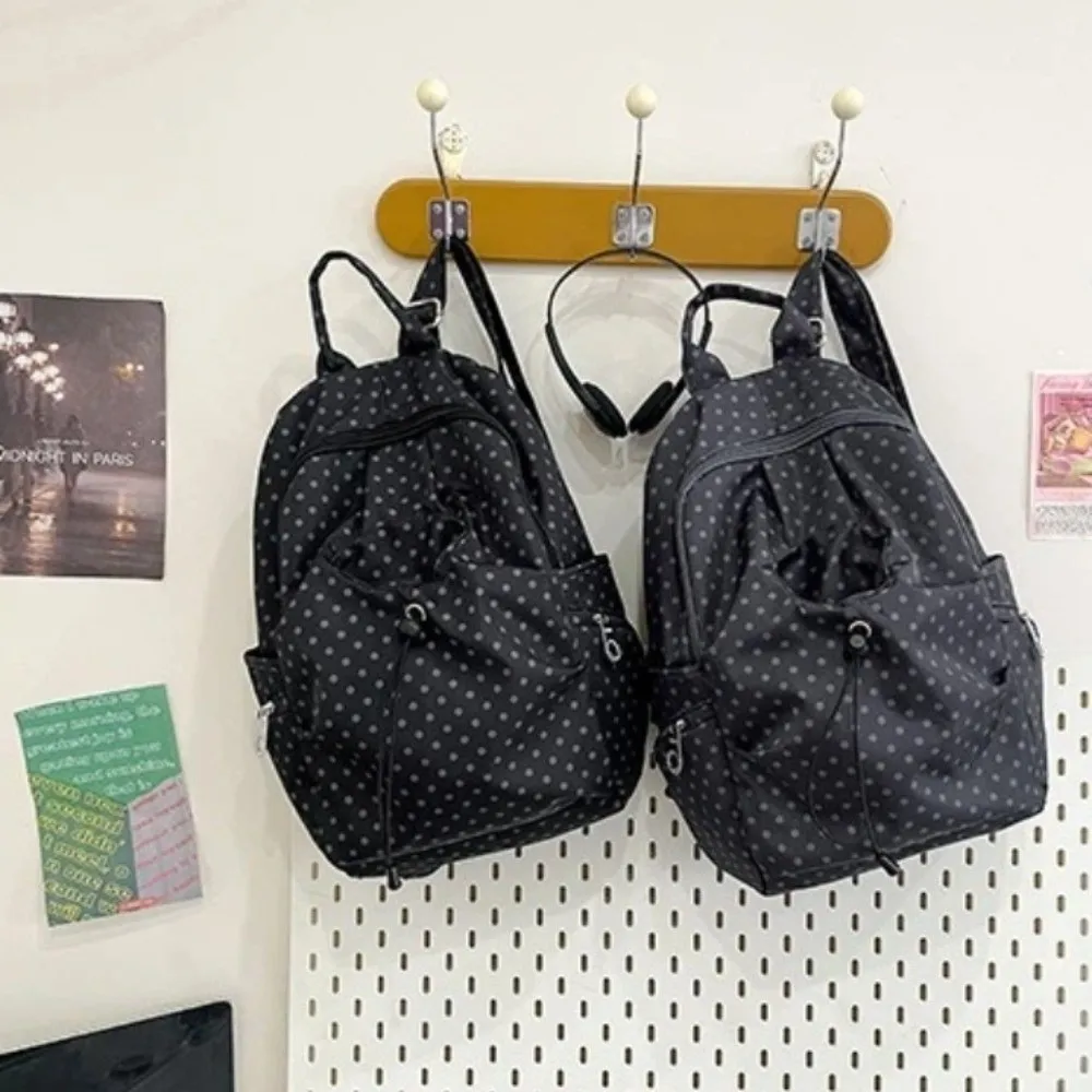 Korean Style Polka Dot Women's Backpack Lightweight Nylon Backpack Bag School Bag For Students Travel Use 3