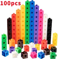 100pcs Connected Cube Toys For Mathematical Counting Plastic Counting Blocks Colored Mathematical Cubes Home School Preschool 1