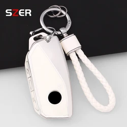 Premium TPU Car Key Case Cover with Keychain - Enhanced Protection (White Set)