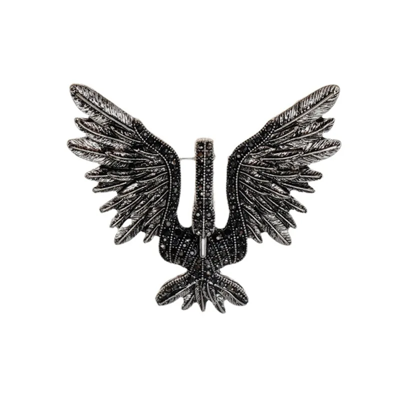 European and Western antique palace vintage style black swan animal brooch