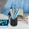 Desk Pen Holder Pen Storage Container Office Tabletop Pen Holder Car Tire Shape Pen Storage Bucket Organizer Office BLACK 6