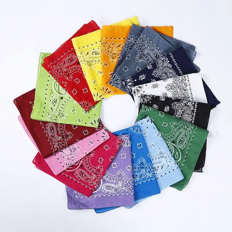 Cotton Bandana Boho Paisley Floral Hair Band Wrap Square Scarf Mask Wristband