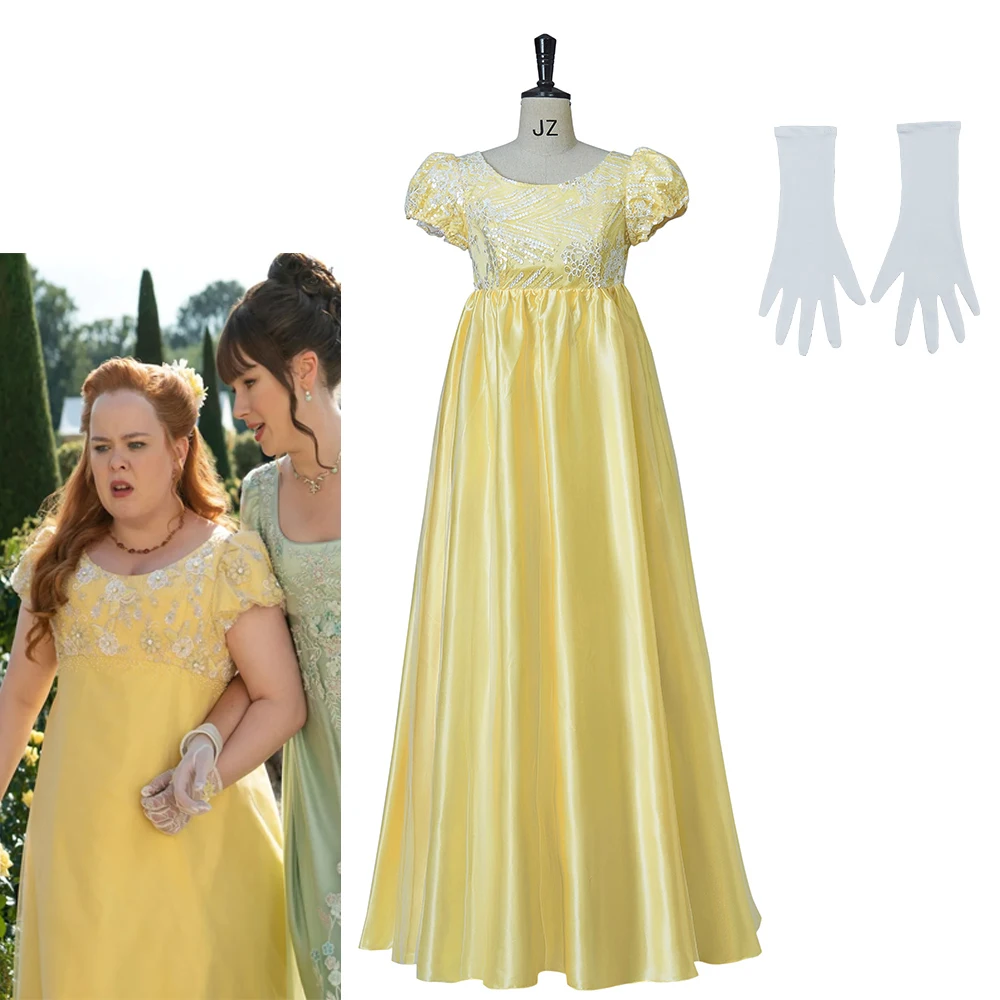 BridgertonCostumedeCosplayPenelopeFeatheringtonpourFemmeRobeRgenceJauneRobedeBal