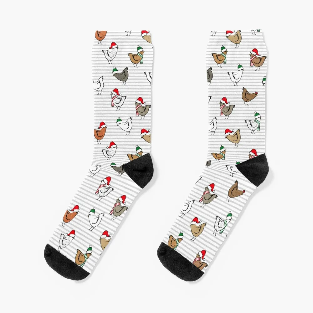 

Christmas Chickens (stripes) Socks Compression Stockings