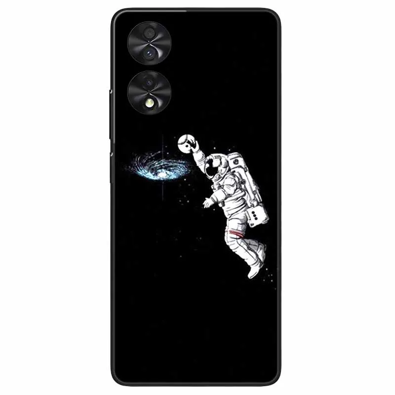 Black TPU Shockproof Phone Cover with Wolf and Lion Design - Soft Silicone Bumper Case