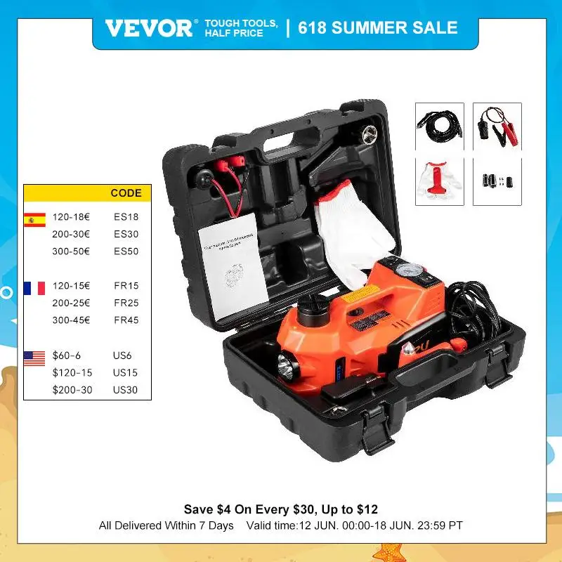 Portable Car Jack Hydraulic Lift 12v Electric Car Lift Inflator 5