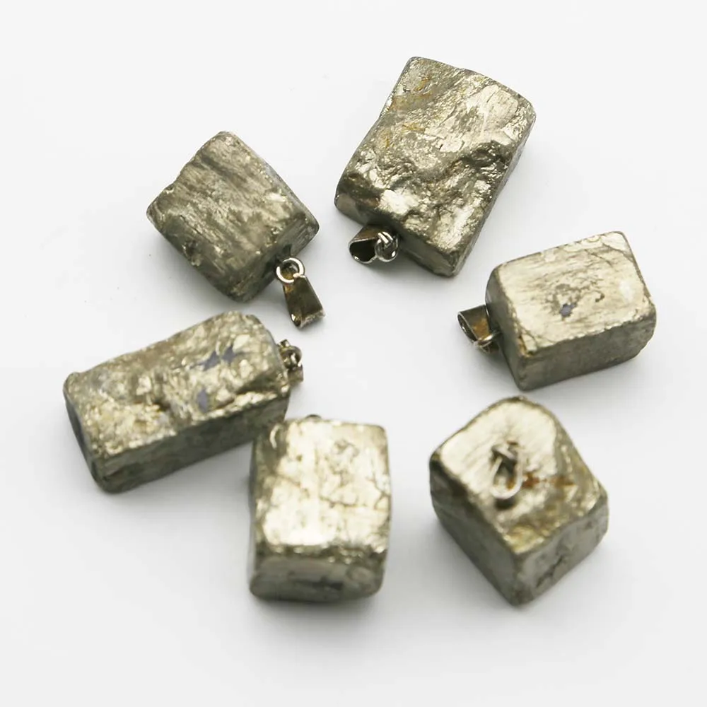 Selling Natural Raw Ore Pyrite Irregular Pendants Mineral Healing Necklace Reiki Charms Jewelry Accessories Gift Wholesale 10Pcs 2