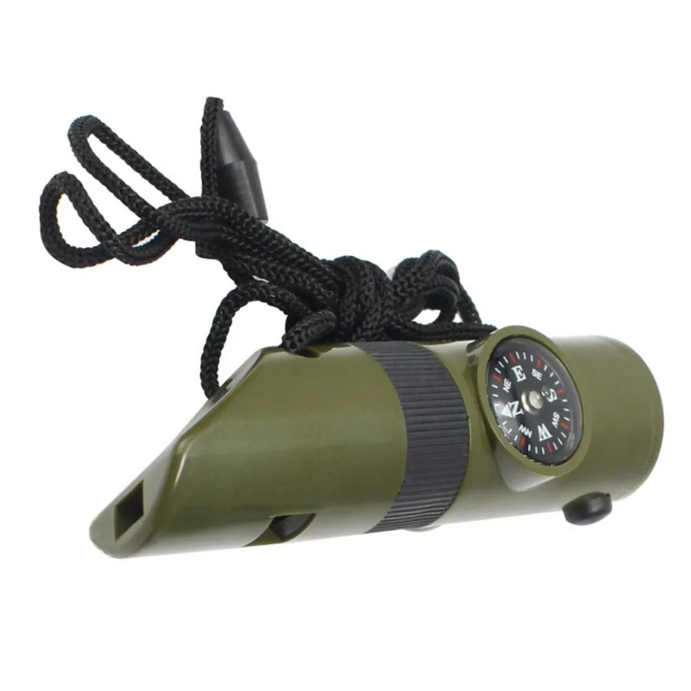 

7-в-1 свисток походный износостойкий армейский зеленый Кемпинг фотомагнитное пластиковое отражающее зеркало