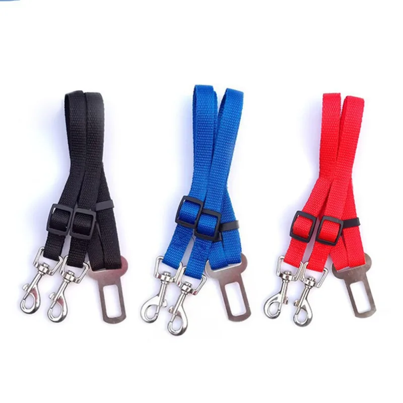 

Pet Car Safety Belt Adjustable Double-head Nylon Dog Safety Collar Seat Belts For Two Dogs Pet Travel Accessories Dropshiping