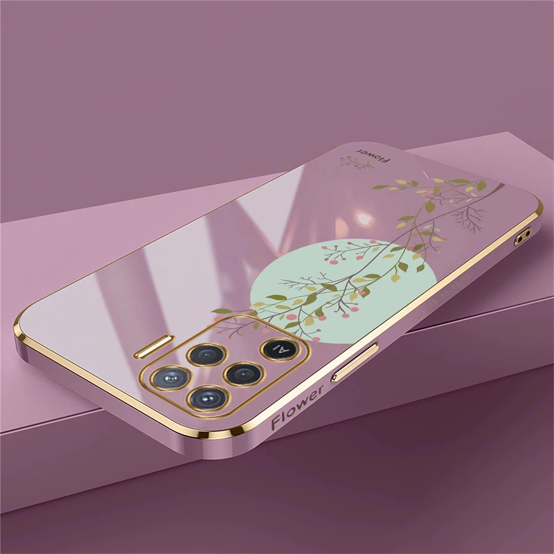 Elegant Plating Pattern Silicone Case with Soft Flower Design and Lens Protection Cover