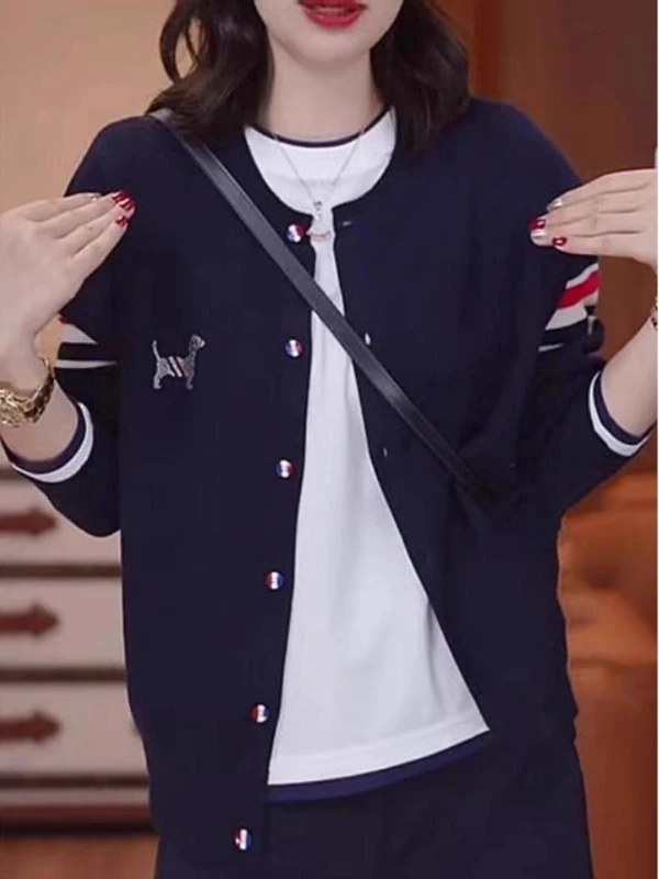 Loose Knitted Open Cardigan Sweater Women's Spring Autumn Korean Sle plus Size Slimming Lazy Sle Stand up Top