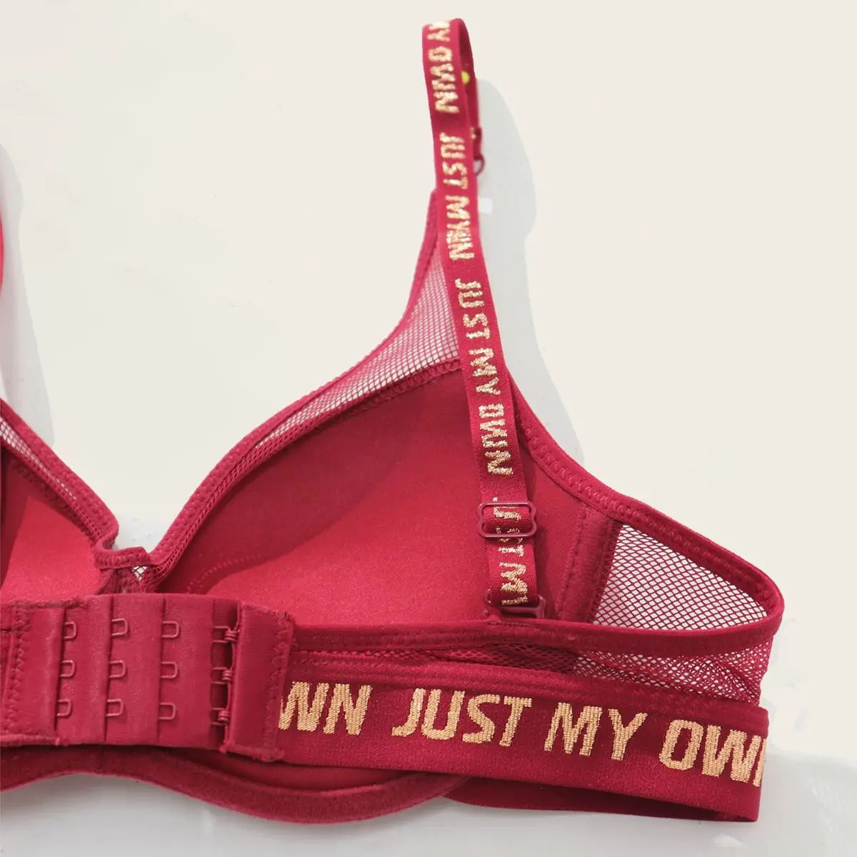 BEAUWEAR Thick Pad Push Up Bra with wire for Small Chest Women Letter Print Mesh Underwear Breathable 75B 80B 85B 90B - Image 3