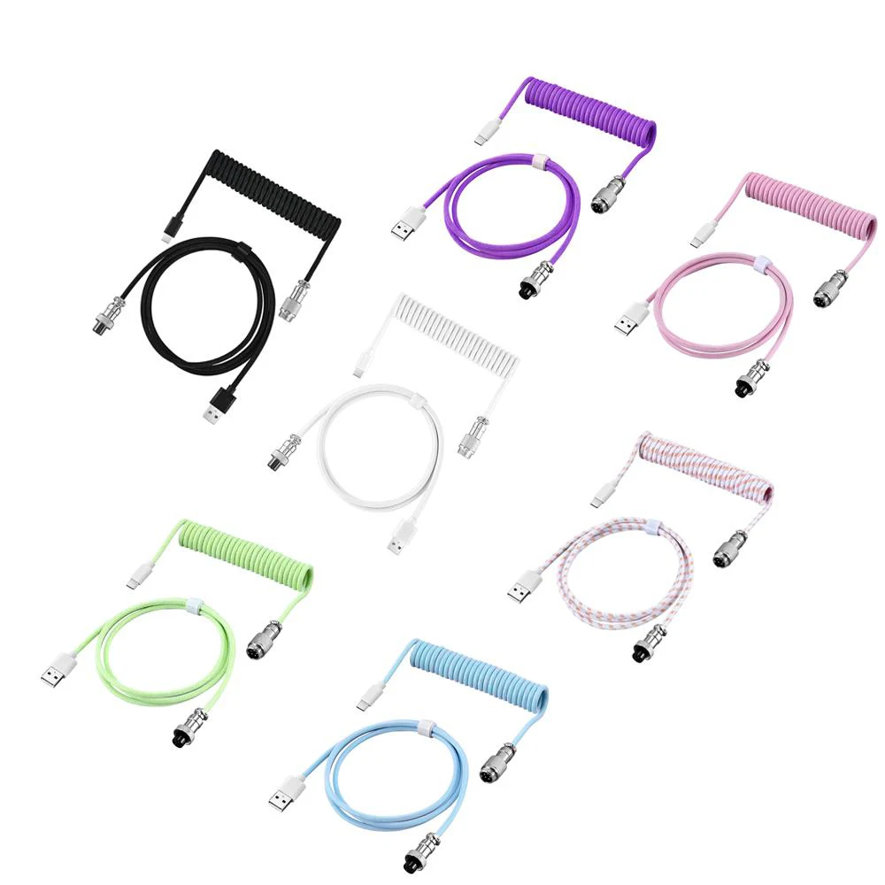 Premium Coiled USB Type C Aviator Cable for Mechanical Keyboards, 3m Spring Cord