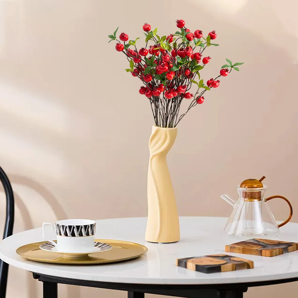 9-köpfe Granatapfelzweig mit Blättern, rote künstliche Früchte, Blumen für Hochzeit, Party, Tabel, Dekoration, Zuhause, Geburtstag, Dekoration – Detail 1