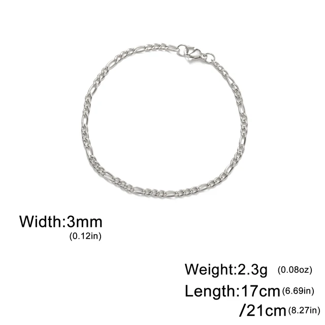 97033-8b727a.jpg Lucktune bracelet chaine argent homme bracelet aciers inoxydables figaro Figaro chaîne Bracelet pour hommes femmes acier inoxydable largeur 3-10 MM Bracelets Punk bijoux Couple cadeau Pulsera Hombre nouveau