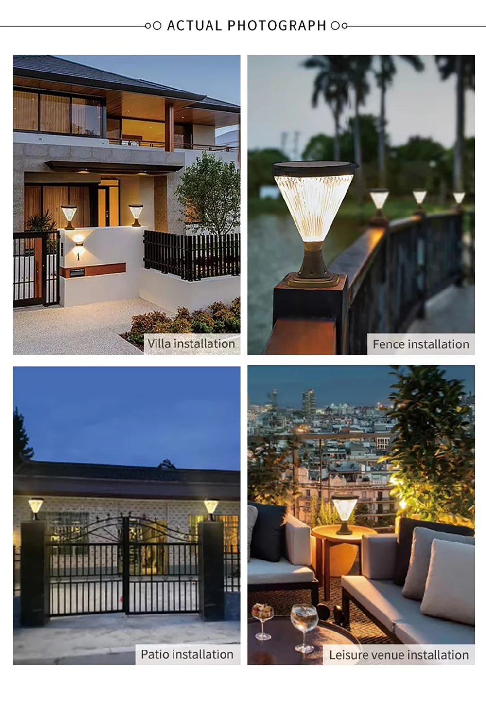 Description Picture 4 of itemWaterproof Outdoor High Lumen Fence Yard Stigma Lawn Wall Solar Led Post Gate Garden Lighting Pillar Light