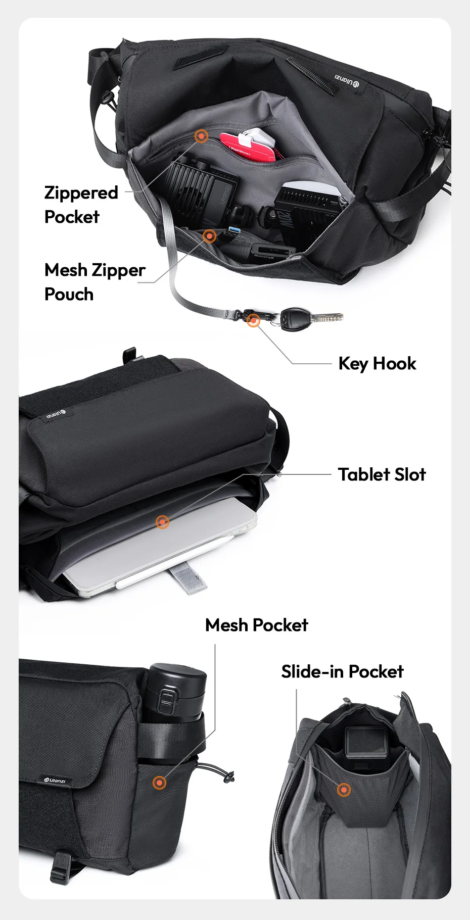 ulanzi BP11 Crossbody Kamera 9L Kapazität Schulter Smartphone Fotografie Digital SLR Für Sony Canon Nikon Schulter Tasche_voghion.com