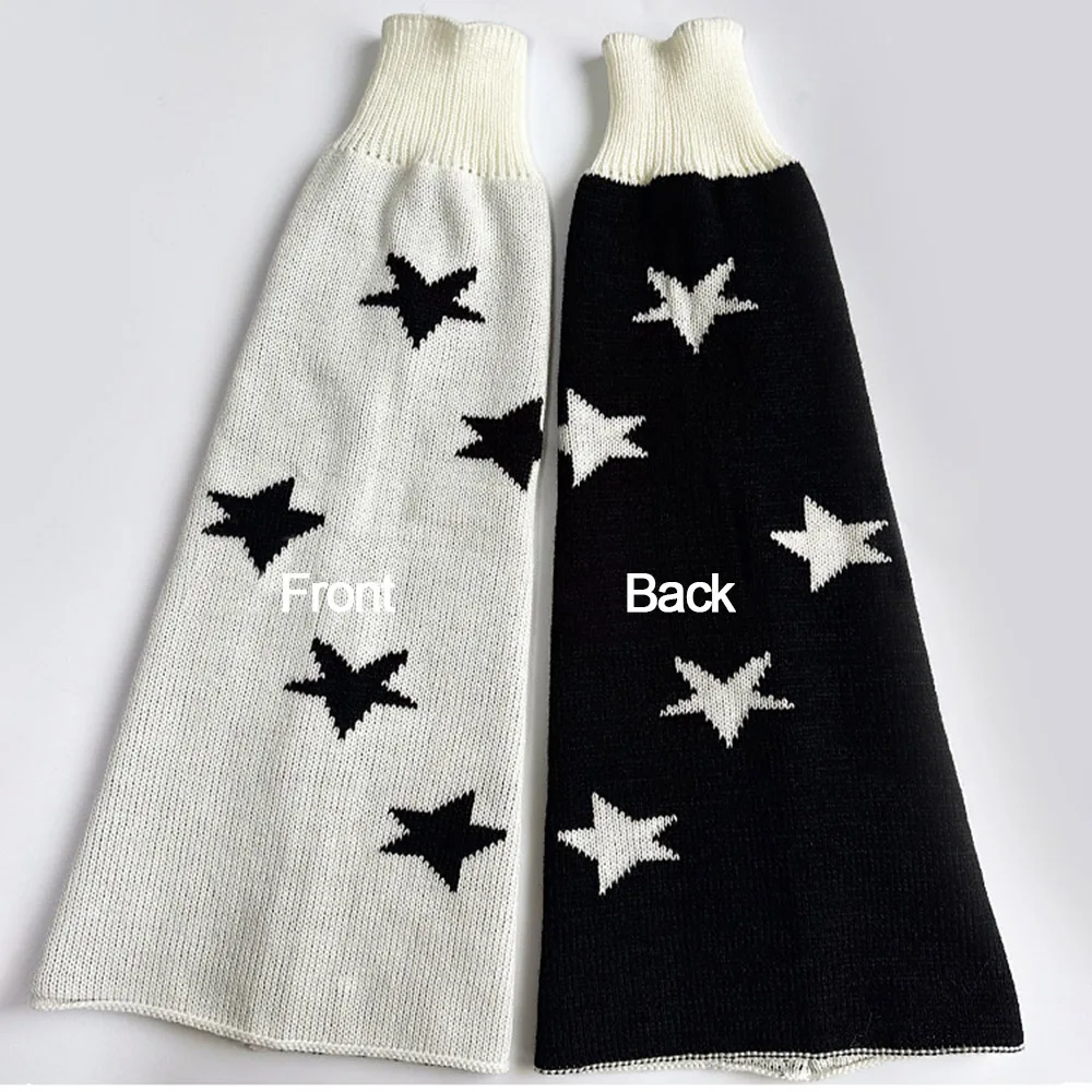 Women Japanese Lolita Sweet Leg Warmers Girls Autumn Winter Punk Star Skull Print Knitted Socks Cosplay Foot Cover