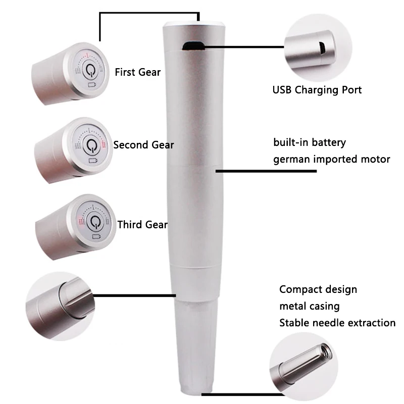 Wireless PMU Machine Tattoo Pen Kit Professional Microshading Machine Supplies Tattoo Device for Permanent Makeup Lips Eyebrow