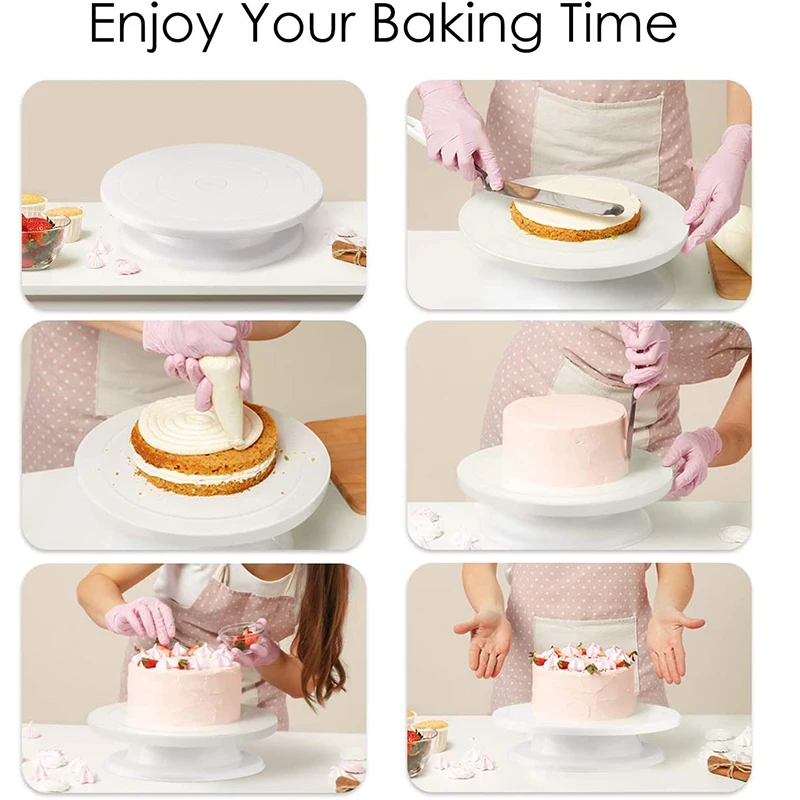 Cake Decorating Kit 6Pcs/Set Cake Decorating Tools With 1 Rotating Cake Spinner 2 Spatula 3 Icing Smoother Cakes Turntable