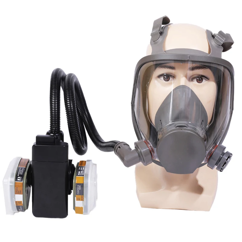 Electric Auxiliary Air Supply 6800 Full Face Gas Respirator Rechargeable Power Bank For Spraying Painting Polish Work Safety