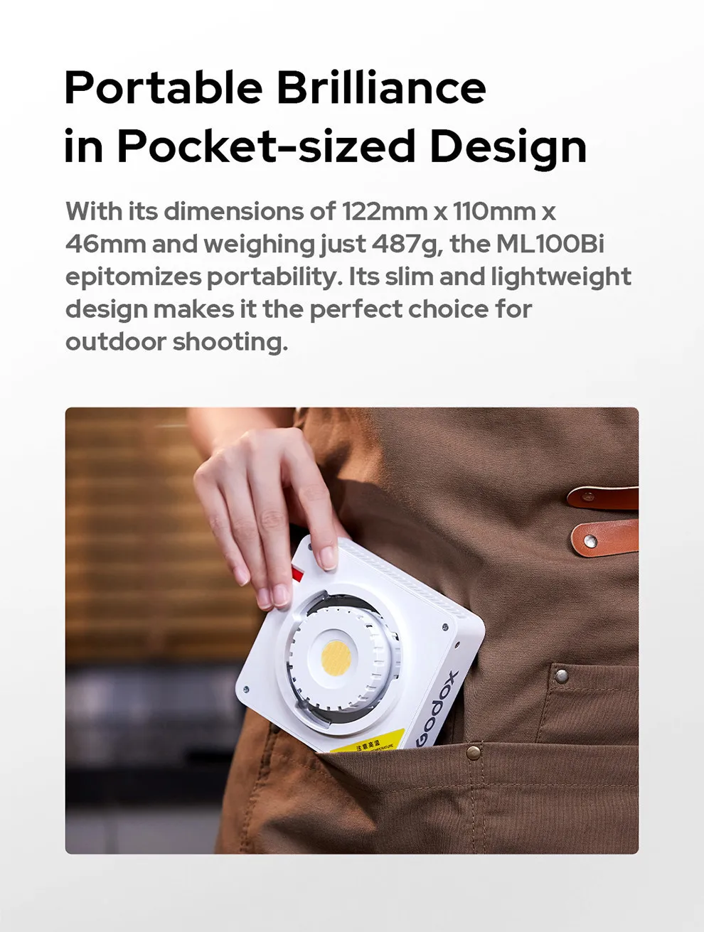 Description Picture 5 of itemGodox ML100Bi Accessories ML-L36 Lens Reflector ML-GB Bowens Mount Adapter PH01 Power Bank Holder ML-CS30 ML-SF3030 Softbox