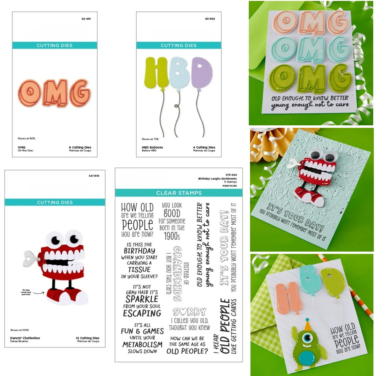 Dancin Chatterbox HBD 풍선 생일 웃음 감정 표현 금속 커팅 다이 ..