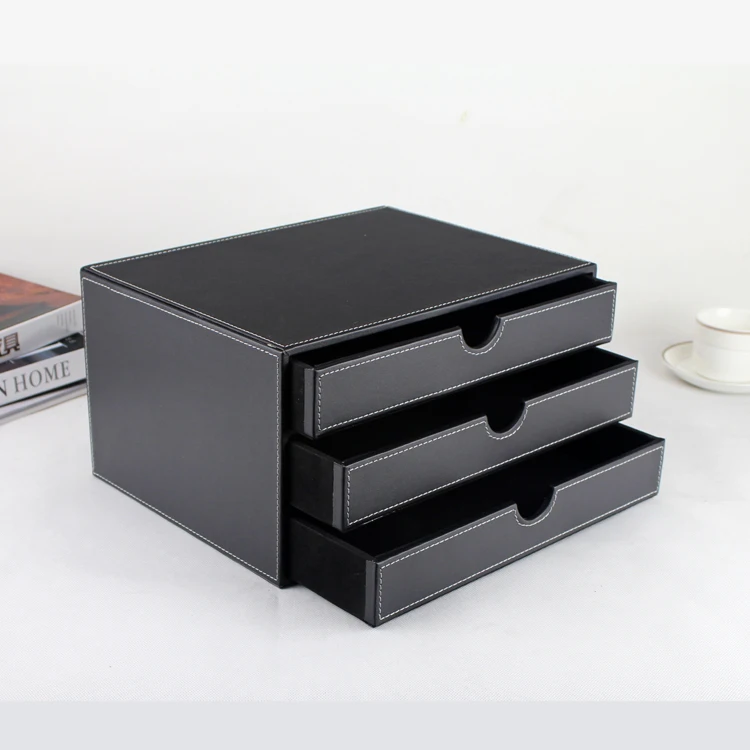 home office 3-drawer wood leather desk file cabinet storage drawer box organizer document holder rack tray crocodile white 217E