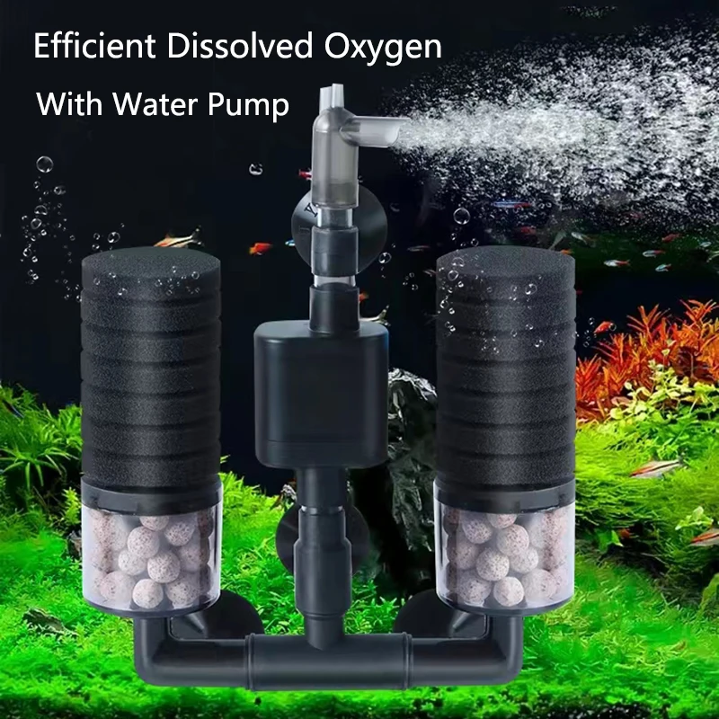 Black Aquarium Filter With Pump For Fish Tank Air Pump Skimmer