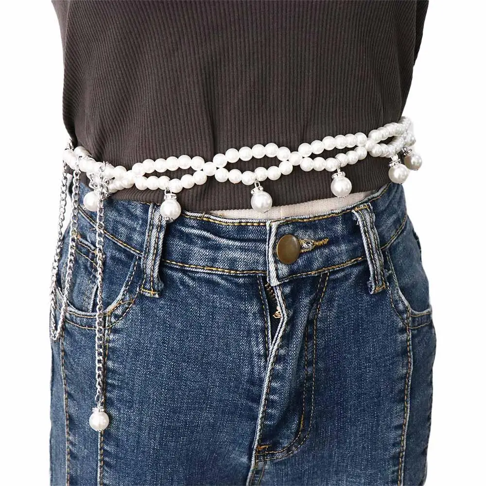

Decoration Beaded Party Decoration Jeans Belts Chain Tassel Pearl Waist Belts Women Waistbands Dress Decoration Belts