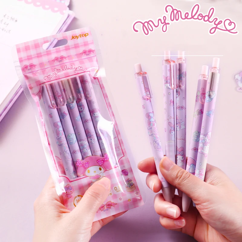 

5pcs New Anime Kawaii Sanrio Kuromi Neutral Pen Cinnamoroll My Melody Student Black Signature Pen Office Supplies Stationery