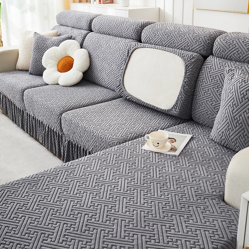 1 PC Jacquard Sofa Cushion Cover with Skirt Removable Washable Slipcover Stretch Sofa Couch Cover For Living Room 6