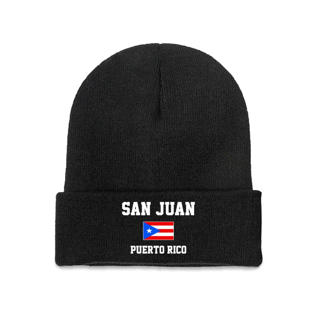 

Puerto Rico San Juan EST. Capital Men Women Unisex Knitted Hat Winter Autumn Print Beanie Cap Warm Bonnet