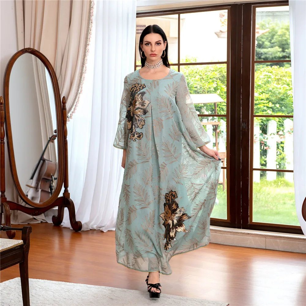 

Eid Mubarak блестки Abaya для мусульманских женщин длинное платье макси Турция Дубай Арабский Кафтан халат Женская Марокканская женская одежда