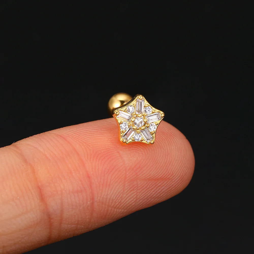 1PC Y2k Ohr Knorpel Piercing Mini Blume Stud Ohrring Für Frauen Zarte CZ Edelstahl Helix Daith Tragus Earing schmuck – Detail 30