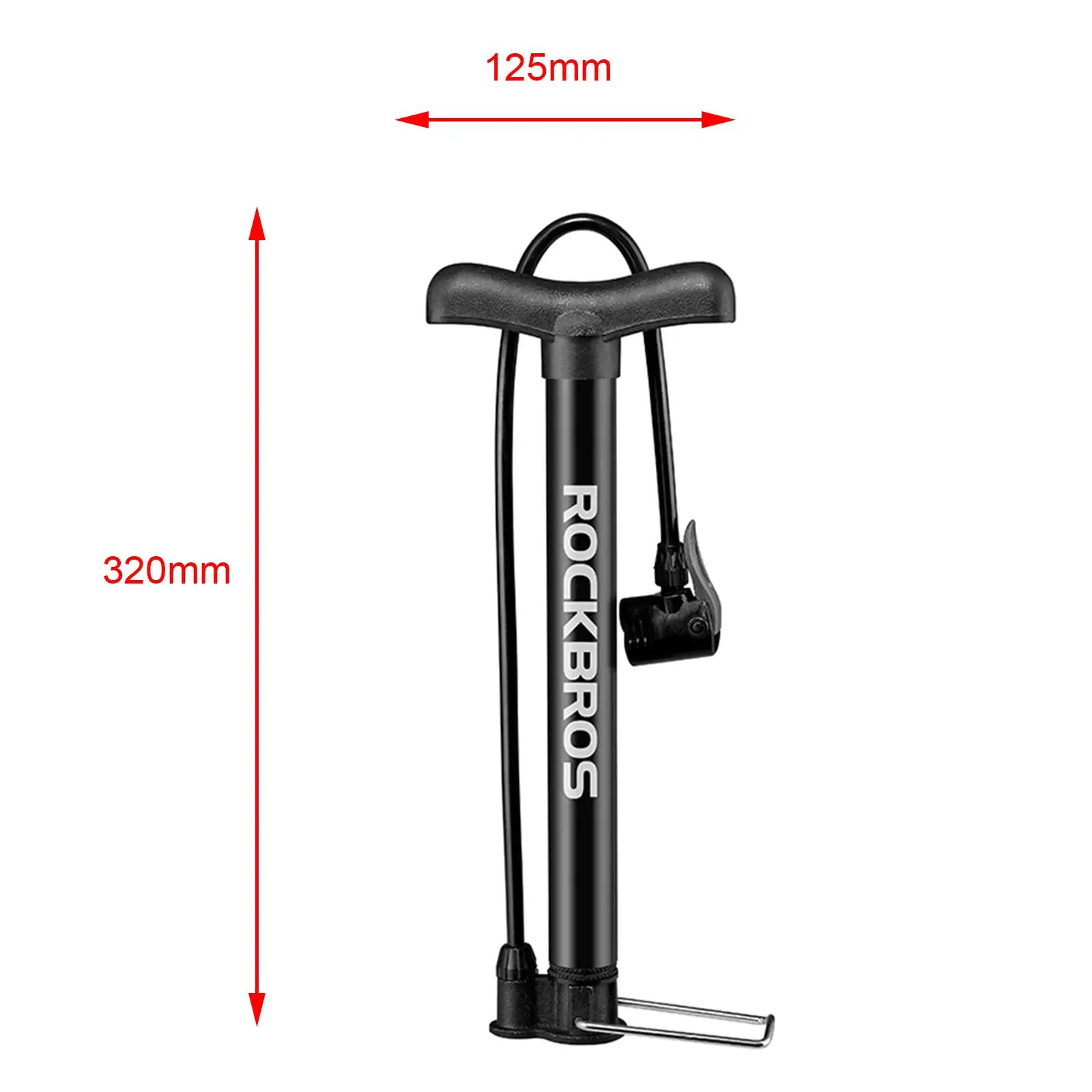 Bicycle Floor Pump with Schrader and Presta with Foot Peg Dual Head