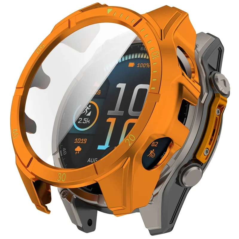 PC Case with Glass Screen Protector and Anti-Scratch Film Bumper for Smartwatch Protection