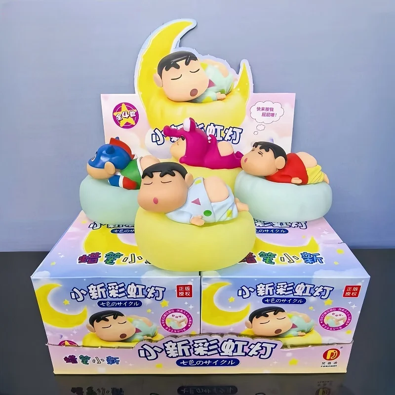 thumbnail image 1 of Caja ciega de luz nocturna de arcoíris con forma de crayón de animé Shin Chan, juguete para dormitorio infantil, cabecera de cama, luz para dormir, regalo de Navidad para novio, 1 of 4