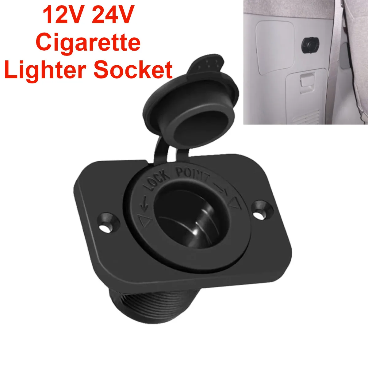 

12V-24V Car Cigarette Lighter Waterproof Socket with LED Lamp Power Outlet Receptacle for Boat Marine Motorcycle