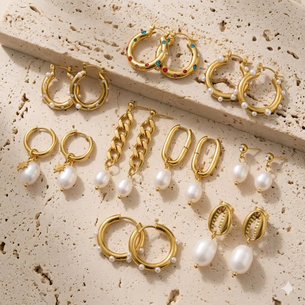 Luxuriöse Perlen-Creolen Minimalistische 18K Vergoldete Perlen-Ohrringe für Mädchen Trendiger Schmuck als Geschenk zum Jahrestag oder Geburtstag