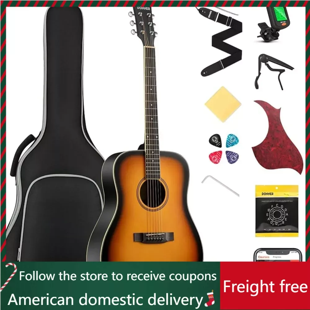 

Acoustic Guitar for Beginner Adult Full Size Bundle Kit with Free Online Lesson Bag Strap Tuner Right Hand 41 Inch Freight free