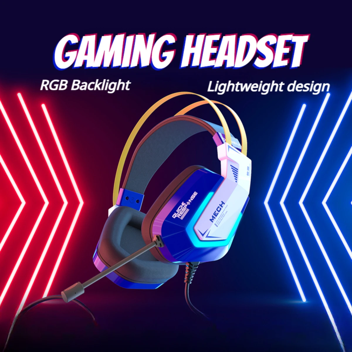 

ECHOME Wired Gaming Headset RGB Backlight 7.1 Surround Headphones Handfree Gamer Headphone Omnidirectional MIC for Laptops PC