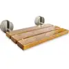 20 Inch Brushed Teak Wall Mounted Fold Down Shower Bench 330lbs Load ADA Compliant Home Care Seat 2