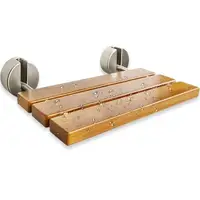 20 Inch Brushed Teak Wall Mounted Fold Down Shower Bench 330lbs Load ADA Compliant Home Care Seat 2