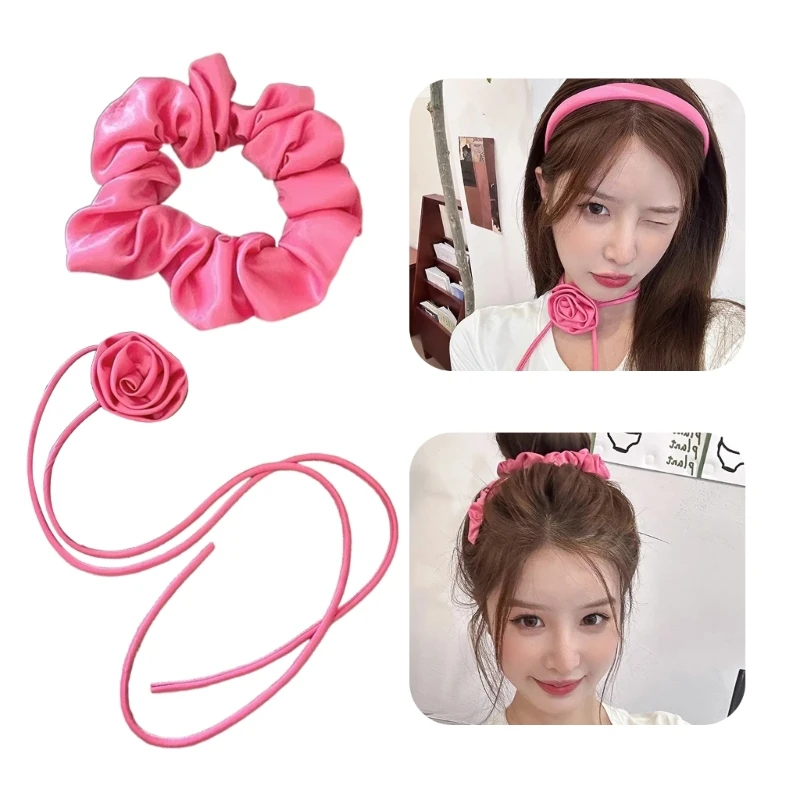 

Aesthetic Hair Scrunchies Women Hair Ties Birthday Party Headwear Sweet Hairband M6CD