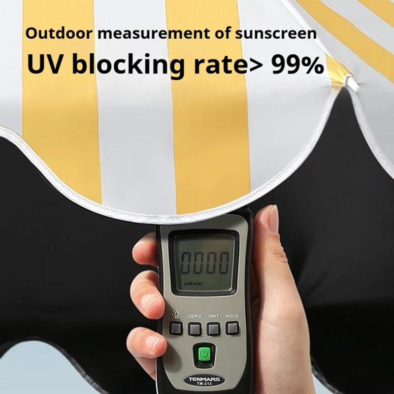 Fashion Suncreen Patio Umbrella Strip Style Large Beach Umbrella UV Protection Outdoor Garden Sun Big Size with Base