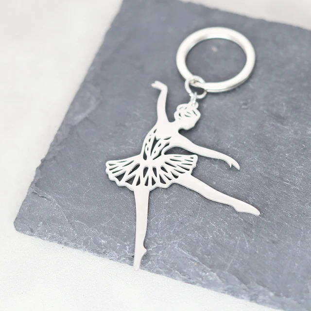 Portachiavi Ballerina Acciaio Inox - Ciondolo Balletto Elegante Per Donne Appassionate Di Danza