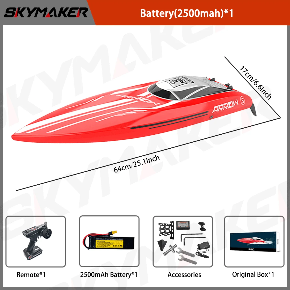 Udirc RC قارب Udi005 50 كجم/ساعة عالية السرعة فرش...