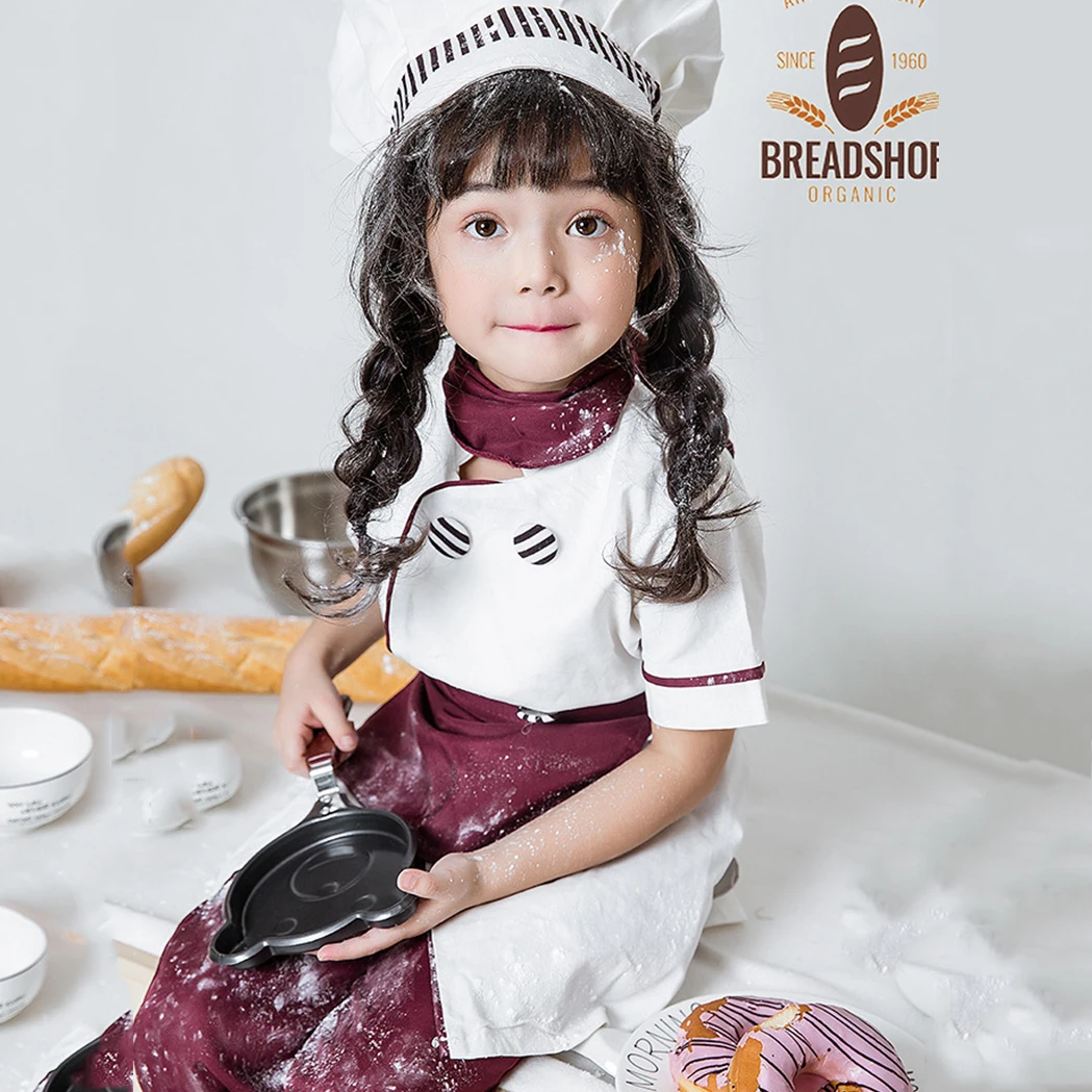 Chef Uniform For Kids Cook Jackets Halloween Costume For Boys Girls Kitchen Waiter Waitress Clothing Sets