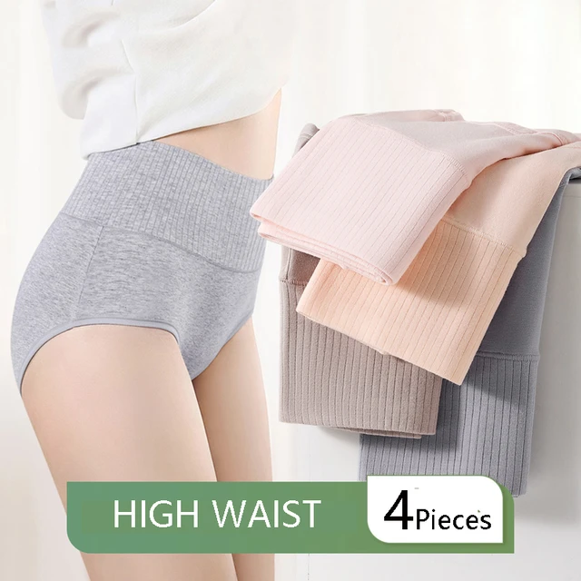 Cheers 4 Pcs/Set Women Panties Solid Color Comfortable Simple Anti